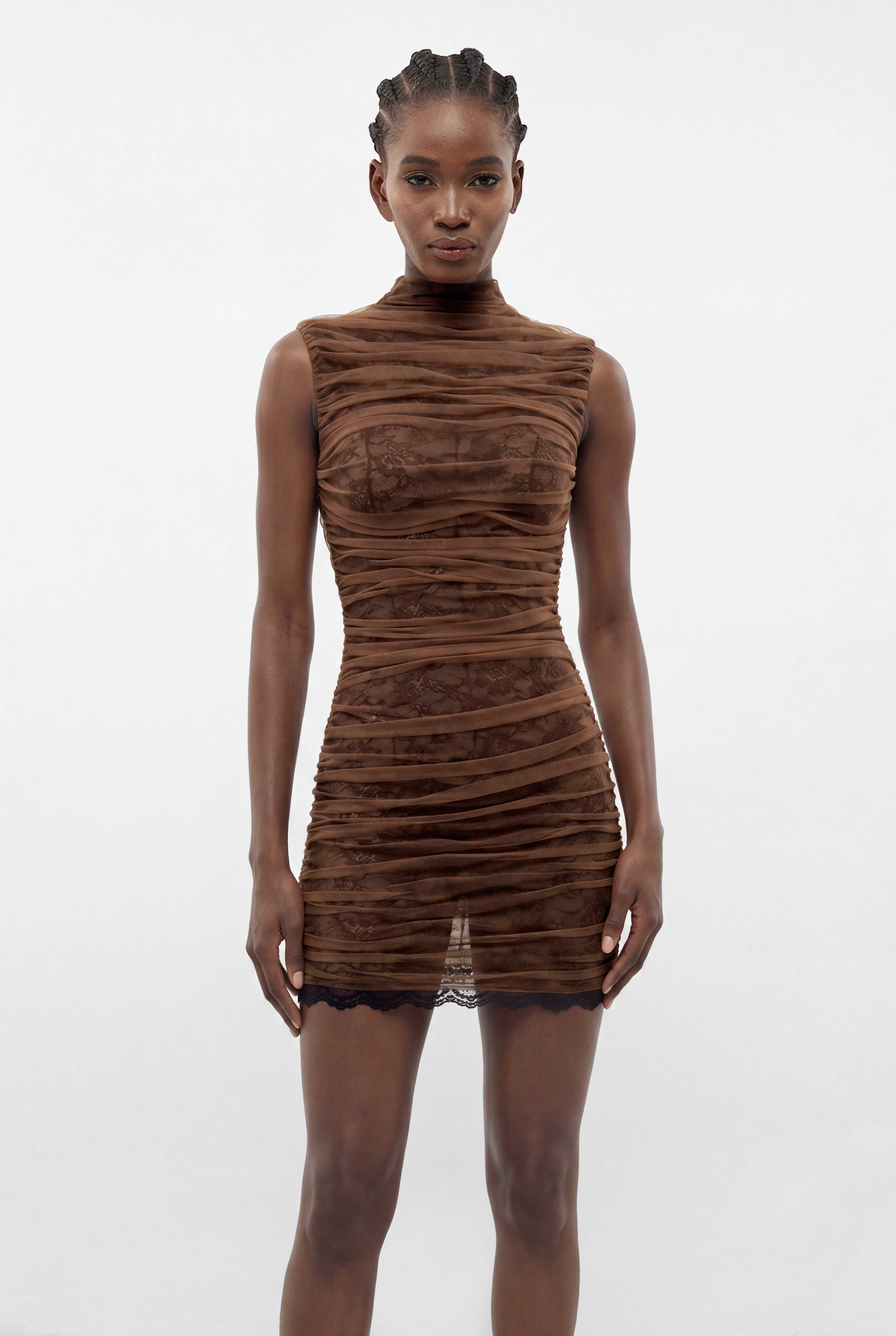 Davion Lace Ruch Mini Dress