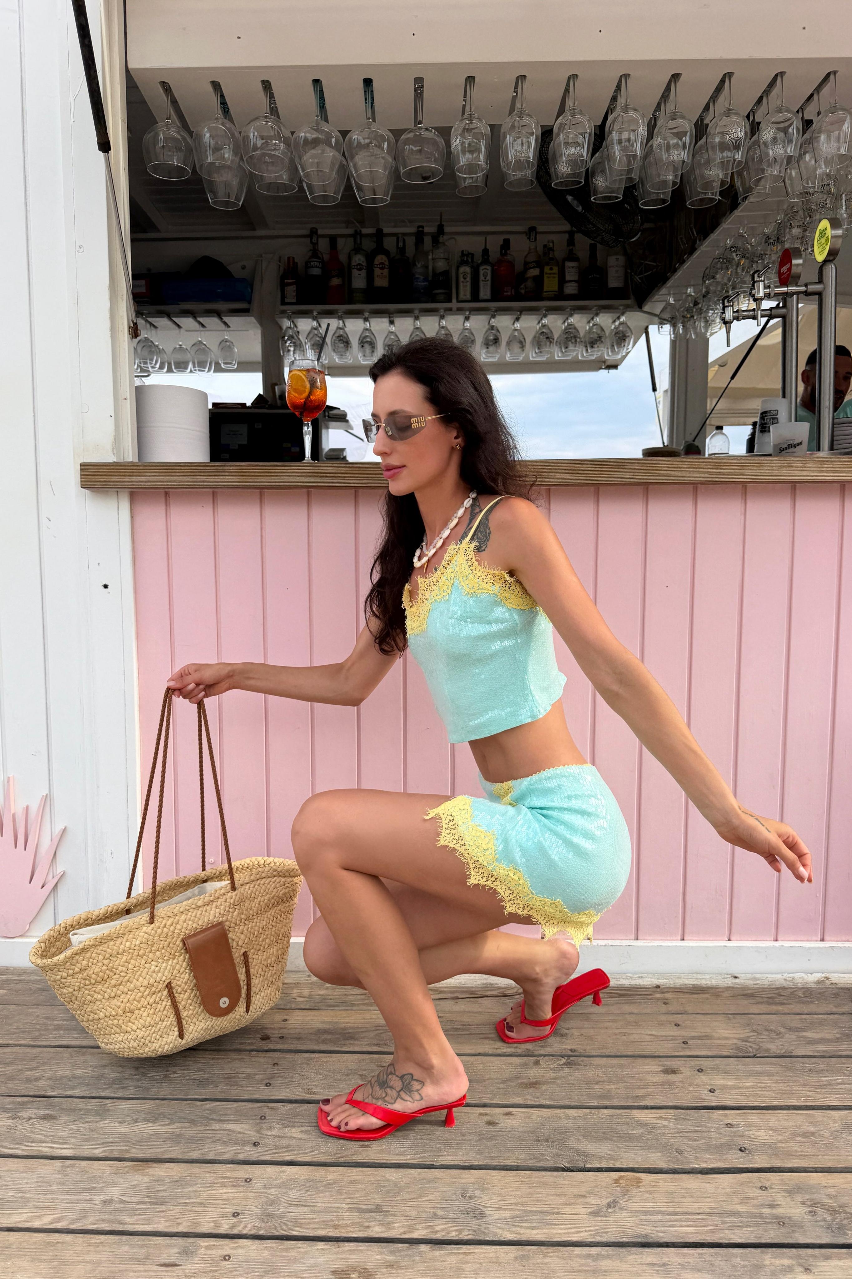 Jaroslava Lace Sequin skirt Set