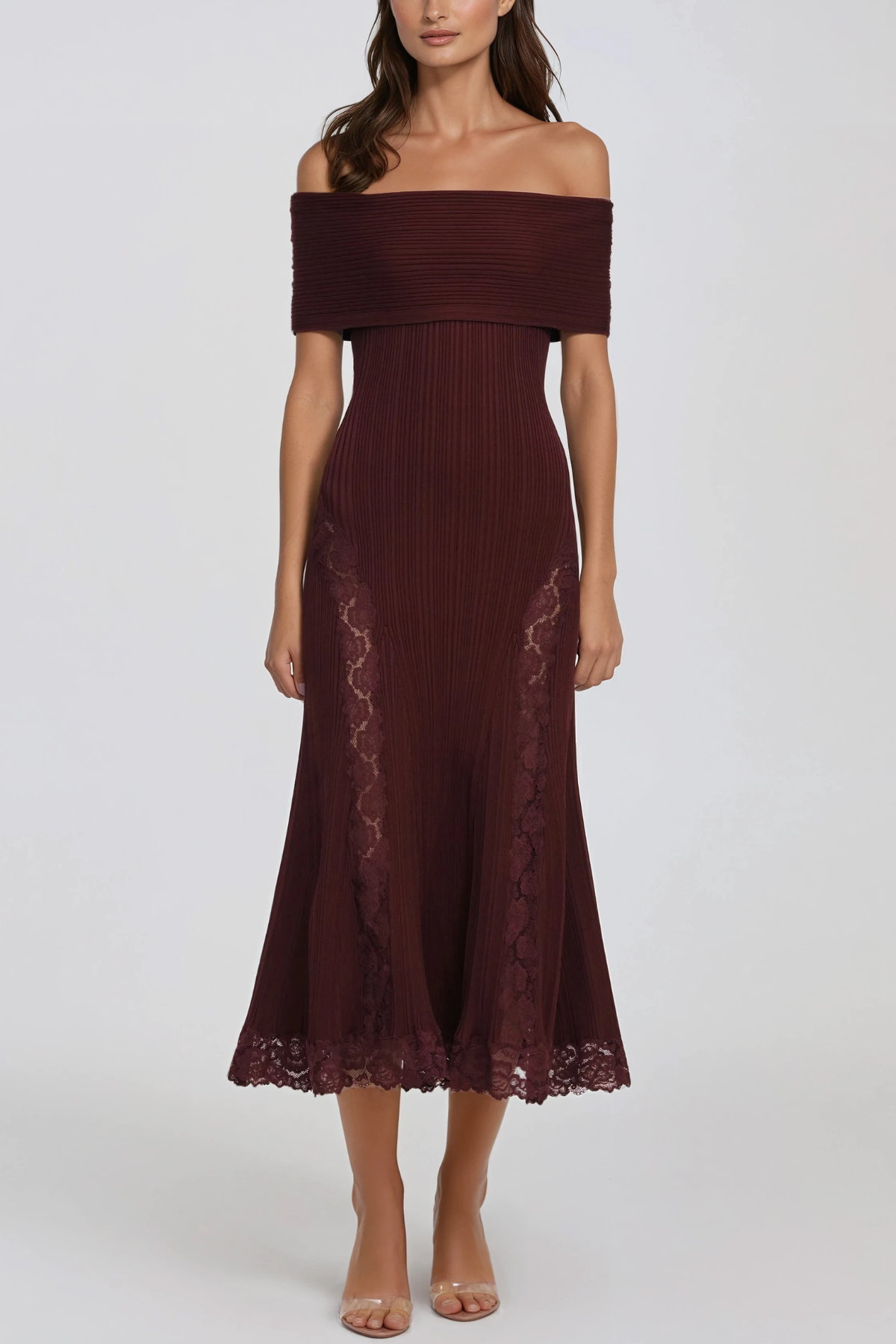 Haregewoin Off Shoulder Lace Midi Dress