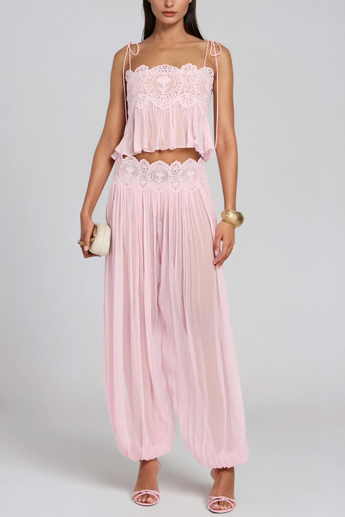 Hanieh Lace Ruch Pants Set