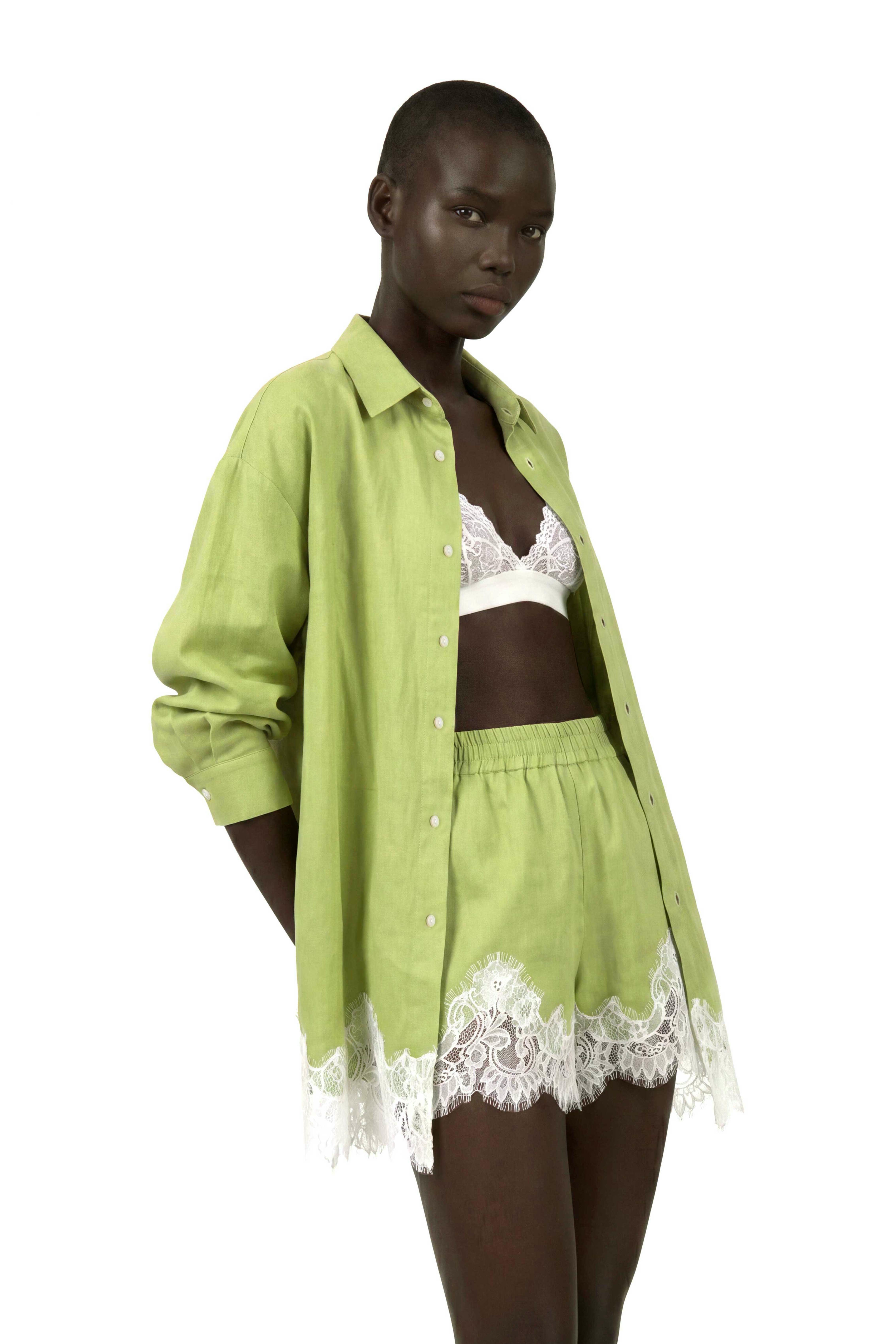 Fouzia Lace Shorts Set In Green