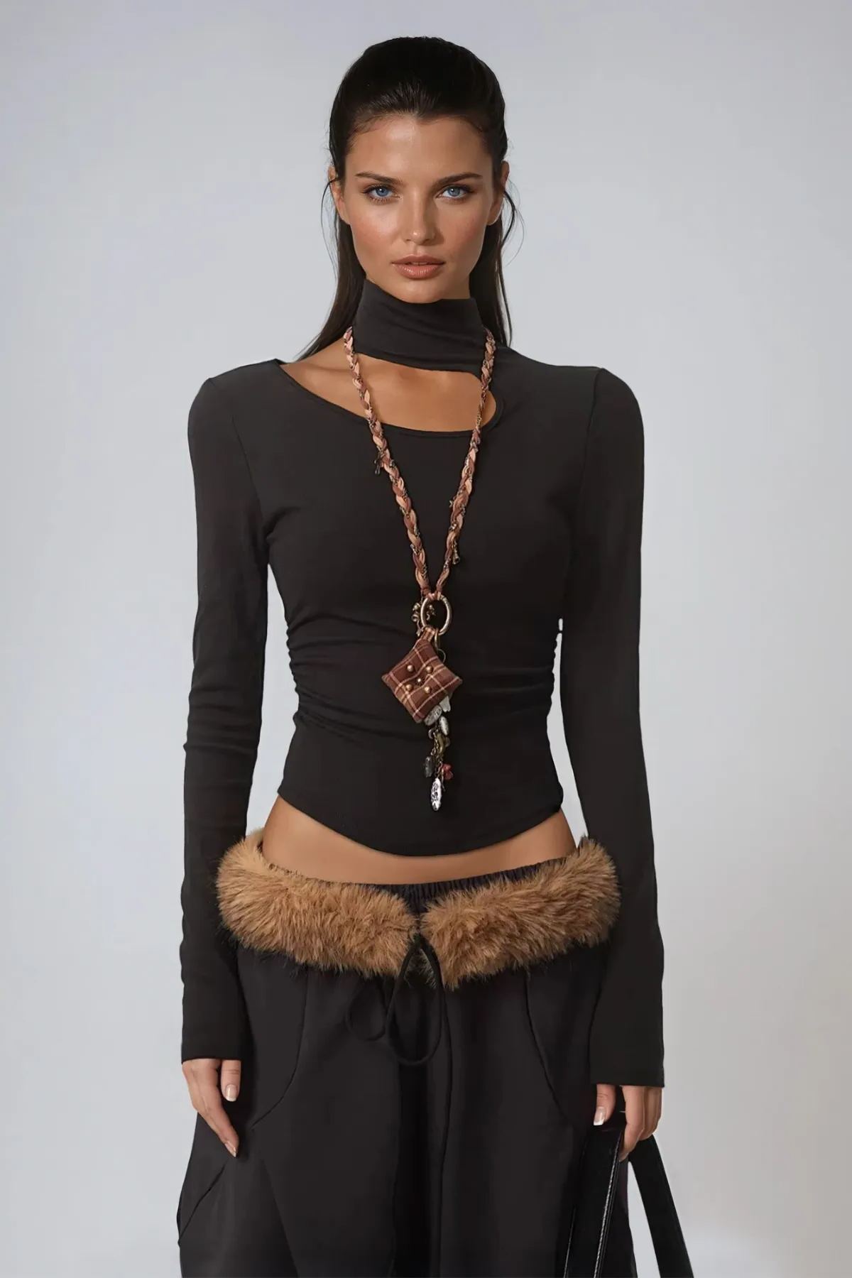 Dwayne Asymmetric Bodycon Top In Black