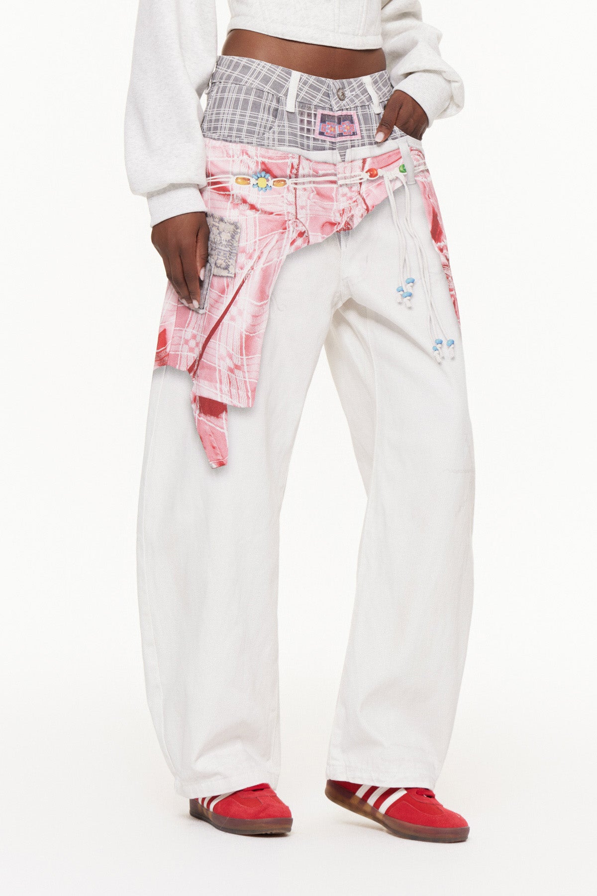 Famke Deconstruct Asymmetric Print Baggy Jeans