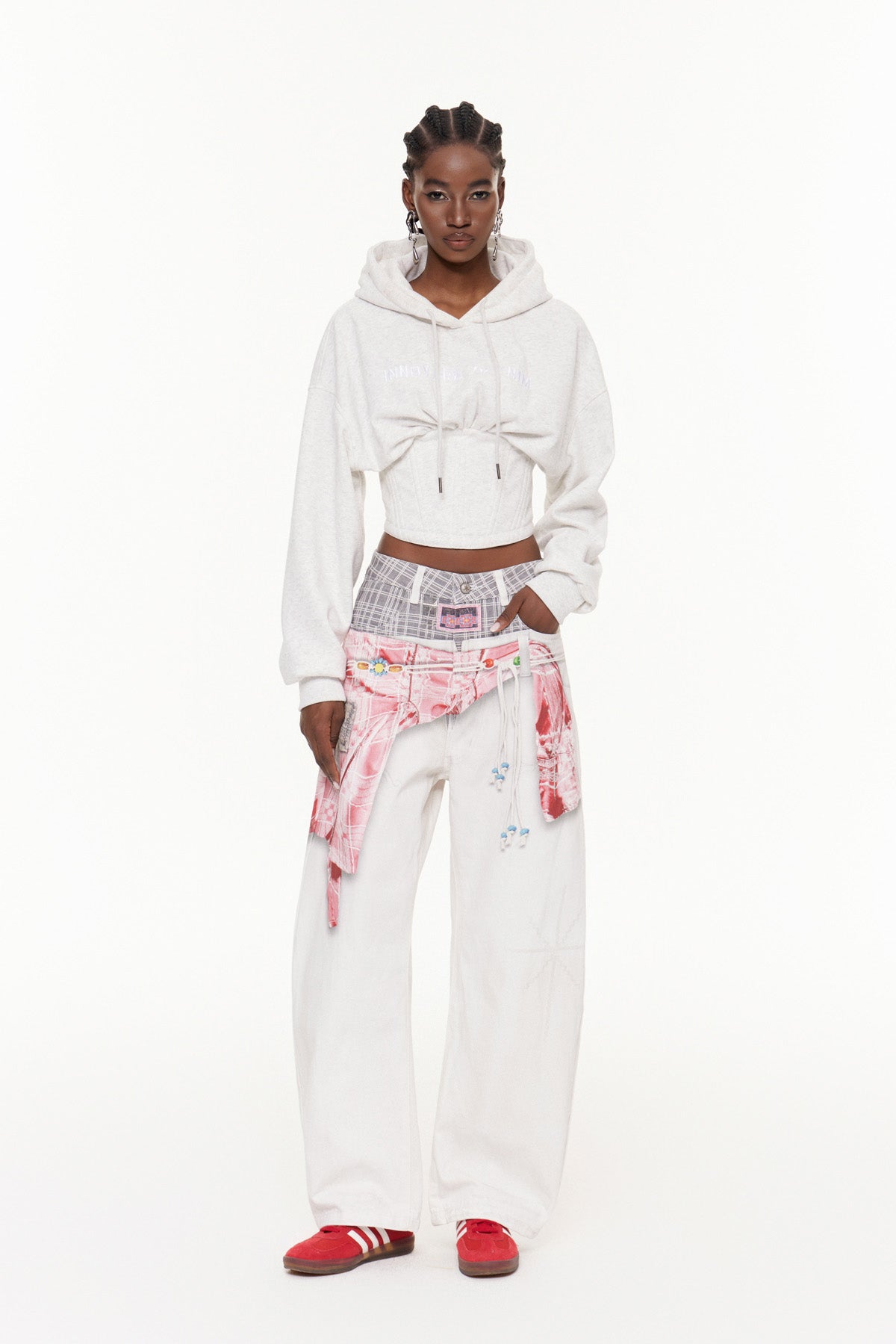 Famke Deconstruct Asymmetric Print Baggy Jeans