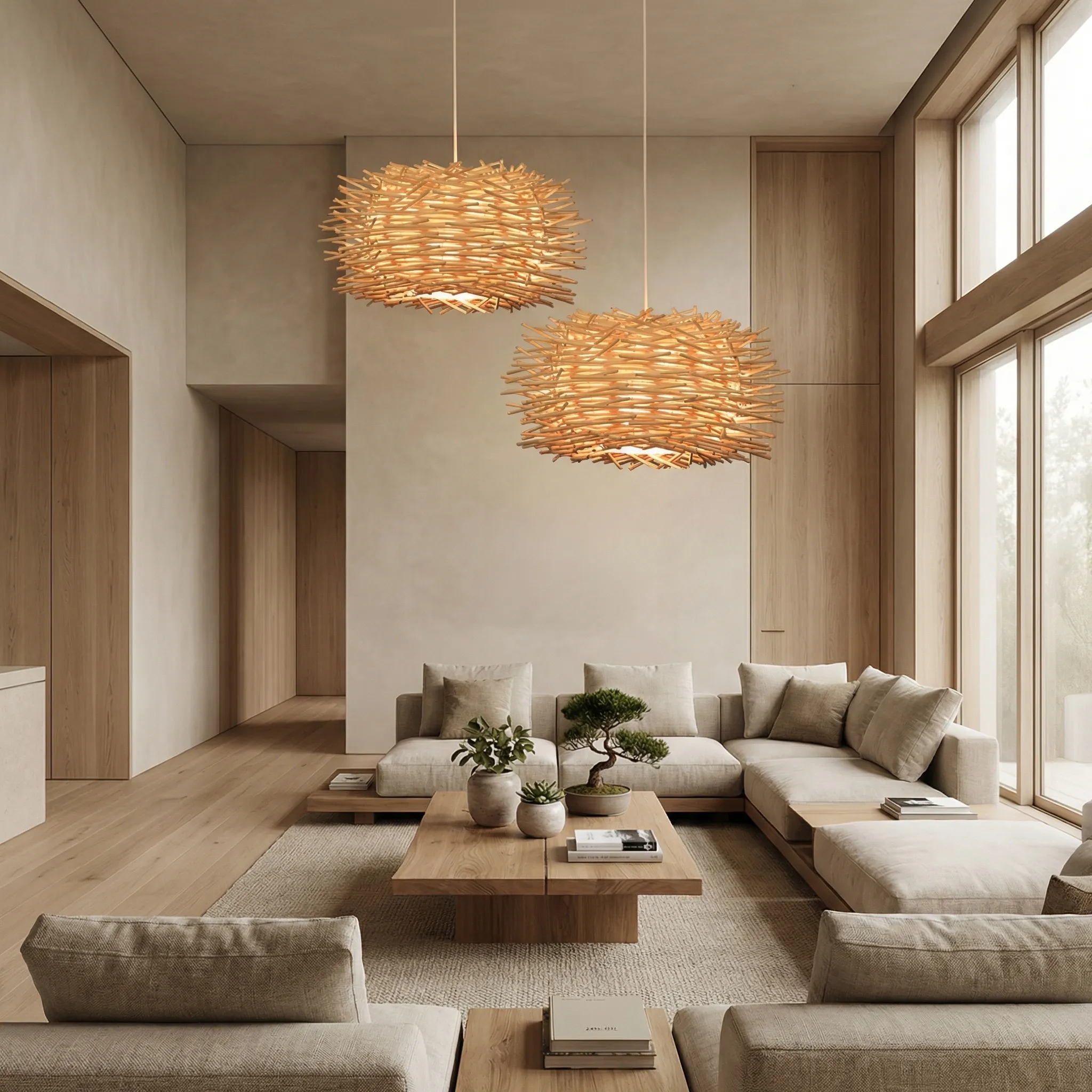 Rattan Bird's Nest Pendant Light Hand-Woven Twig Chandelier for Nature-Inspired Living
