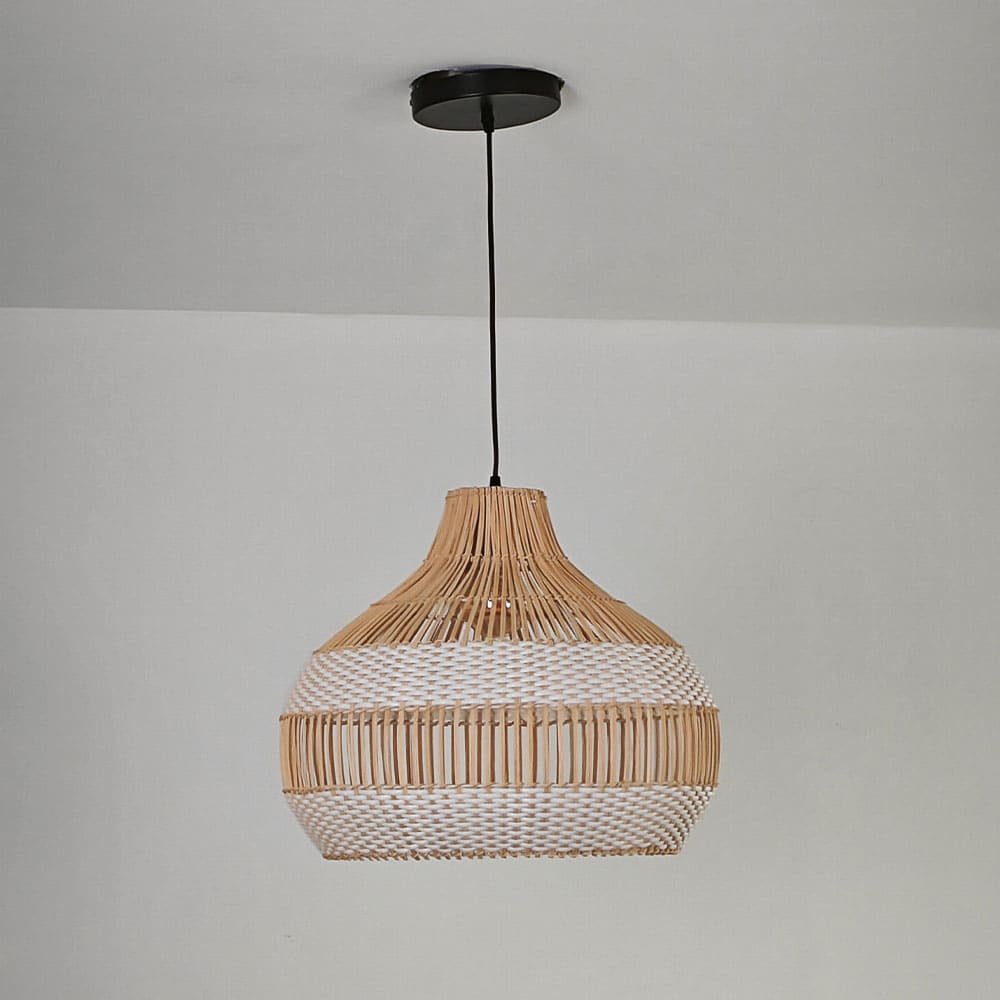 Modern Wicker Pendant Light  Woven Boho Earthy Hanging Ceiling Fixture