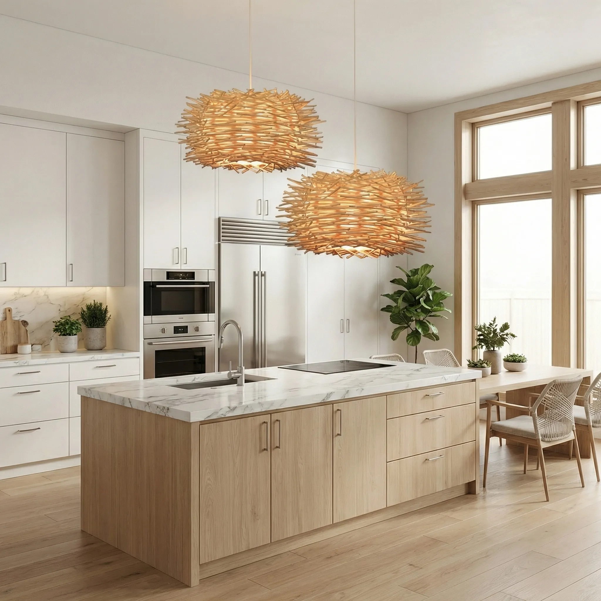 Rattan Bird's Nest Pendant Light Hand-Woven Twig Chandelier for Nature-Inspired Living