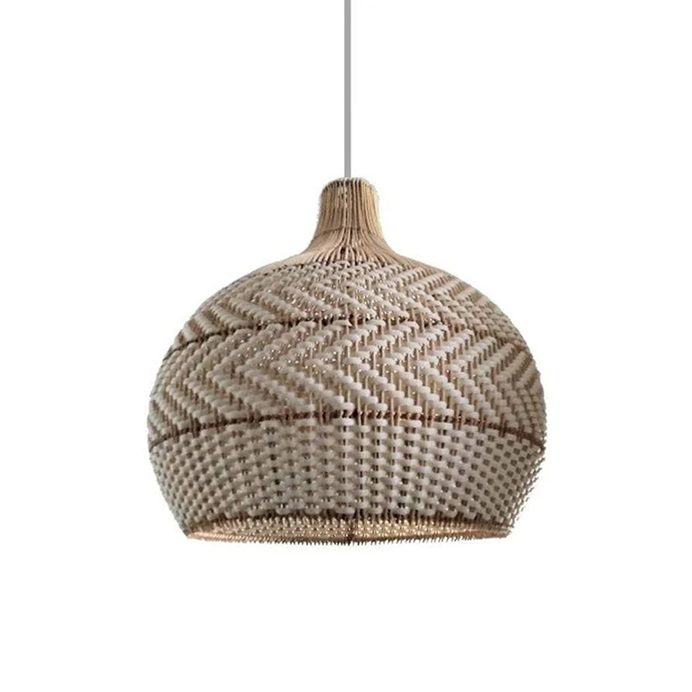 White Lampshade Rattan Woven Pendant Light For Dinning Room