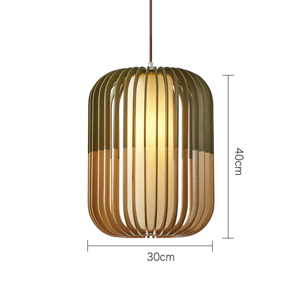 Japanese Wooden Pendant Lamp Pumpkin Shape Hanging Light For Dinning Room