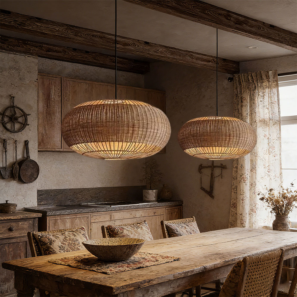Farmhouse Kitchen Pendant Light Fixtures Wabi-sabi Style Woven Chandelier