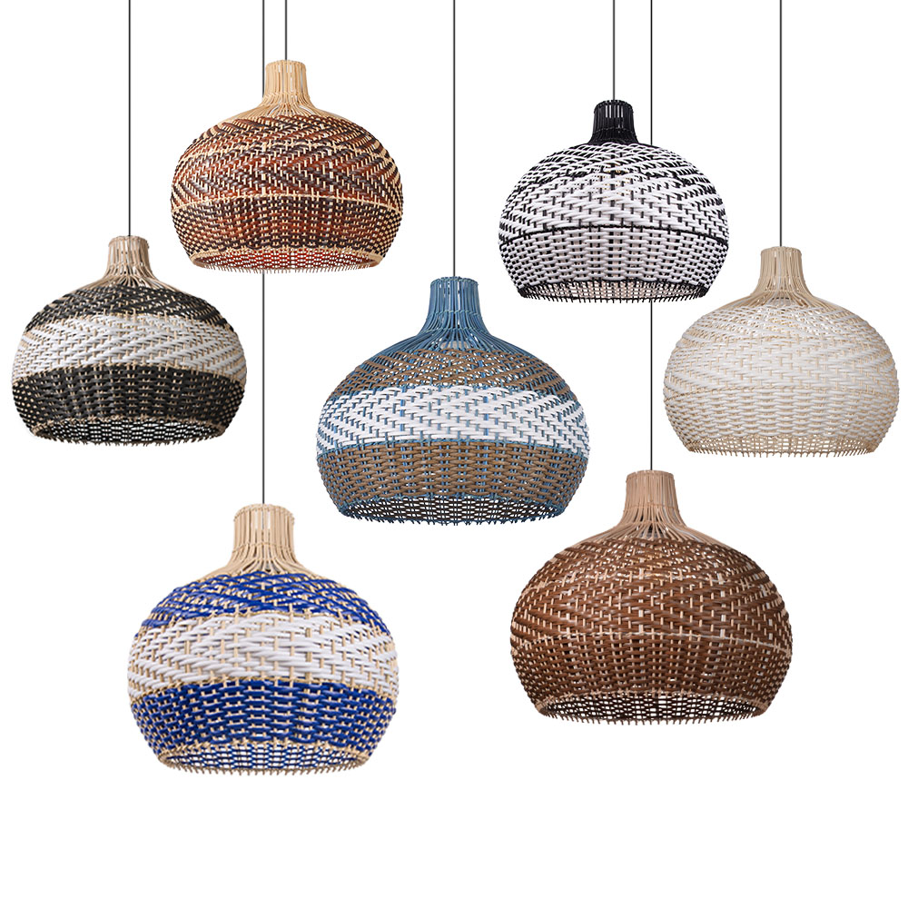 Modern Boho Woven Rattan Pendant Lighting Coastal Japandi Dining Room Kitchen Basket Light Fixture