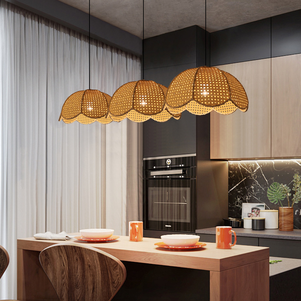 Wabi Sabi Rattan Chandelier Art Living Room Bar Rattan Pendant Light