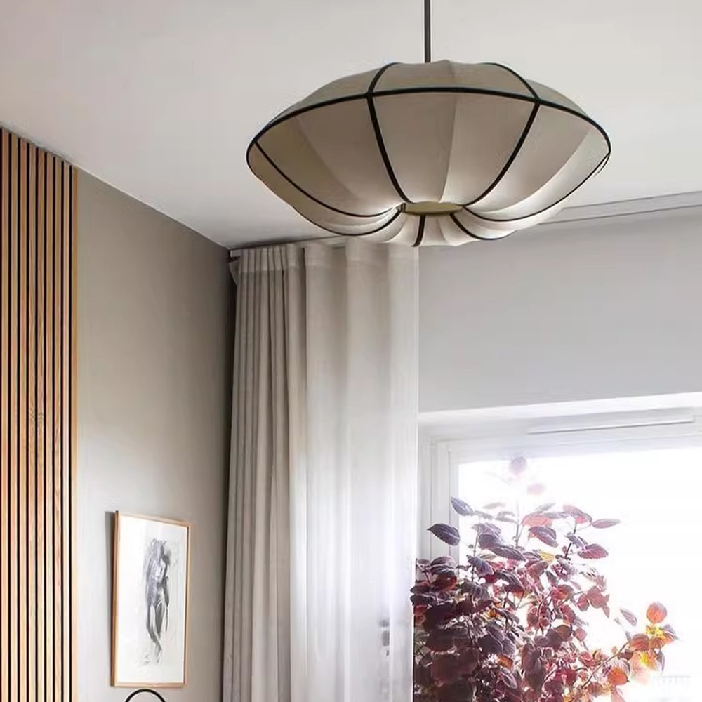 Living Room Satin Chandelier Japanese Medieval Vintage Pendant Lamps Set