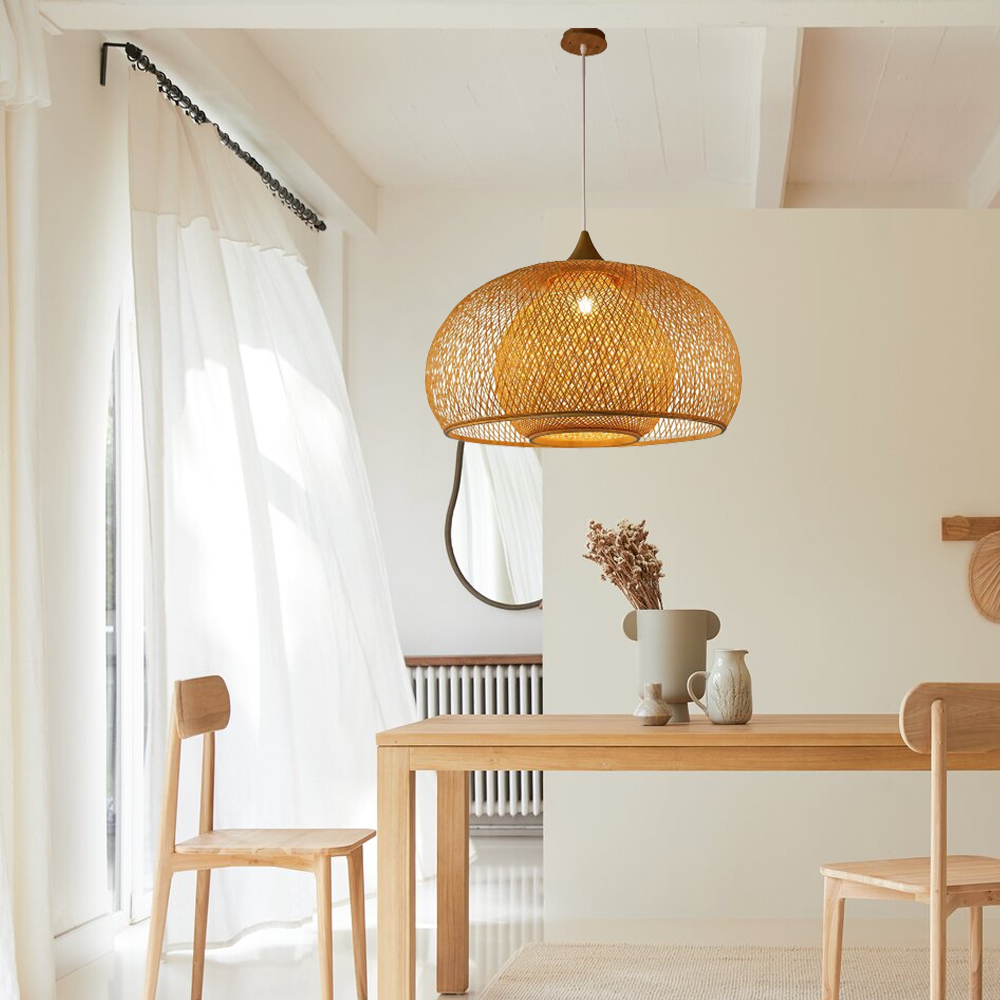 Bohemian Living Room Handcrafted Bamboo Pendant Light Rattan Bamboo Chandelier