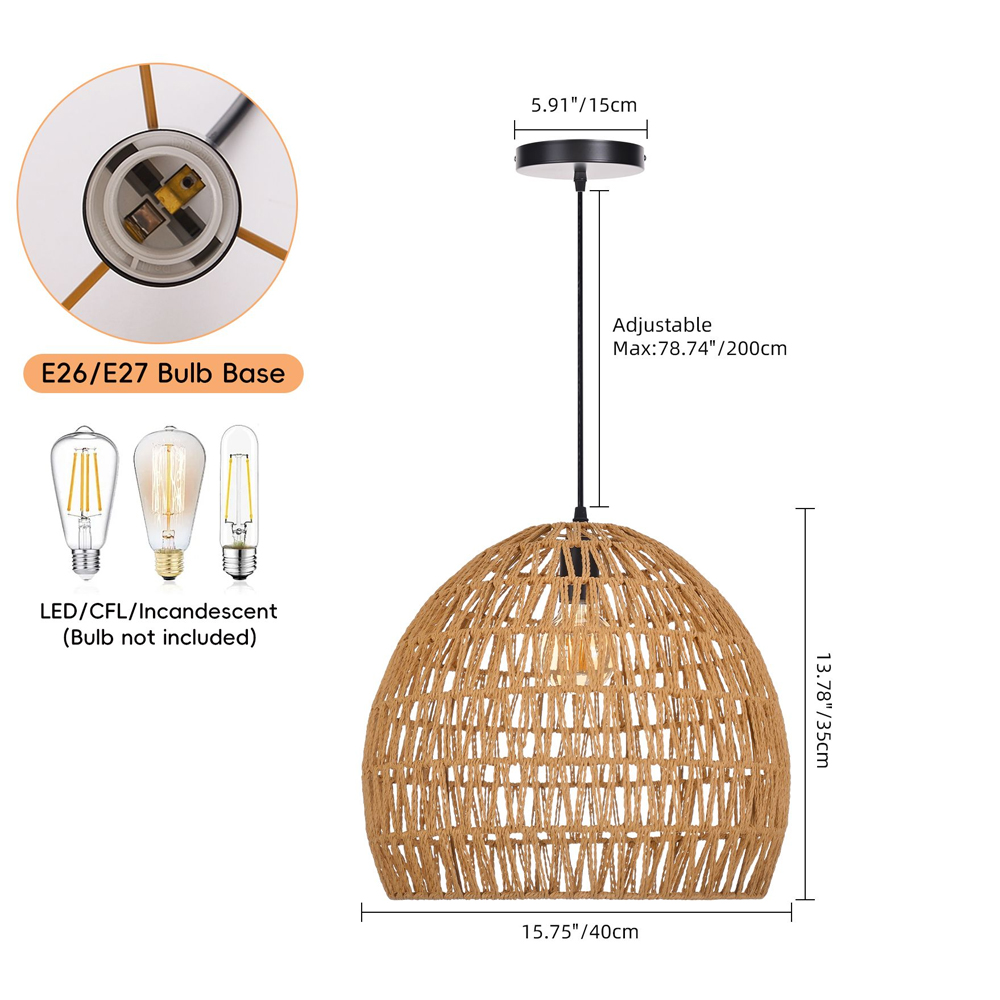 Dining Room Decor Rope Pendant Light Creative Rope Woven Lampshade
