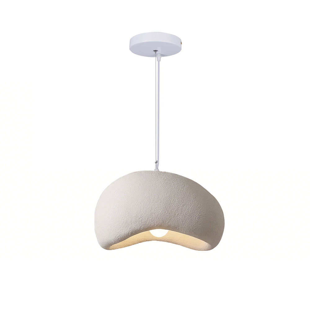 Organic Minimalism Resin Pendant Light Handmade Pebble Shaped Clay Hanging Lamp for Dining Room