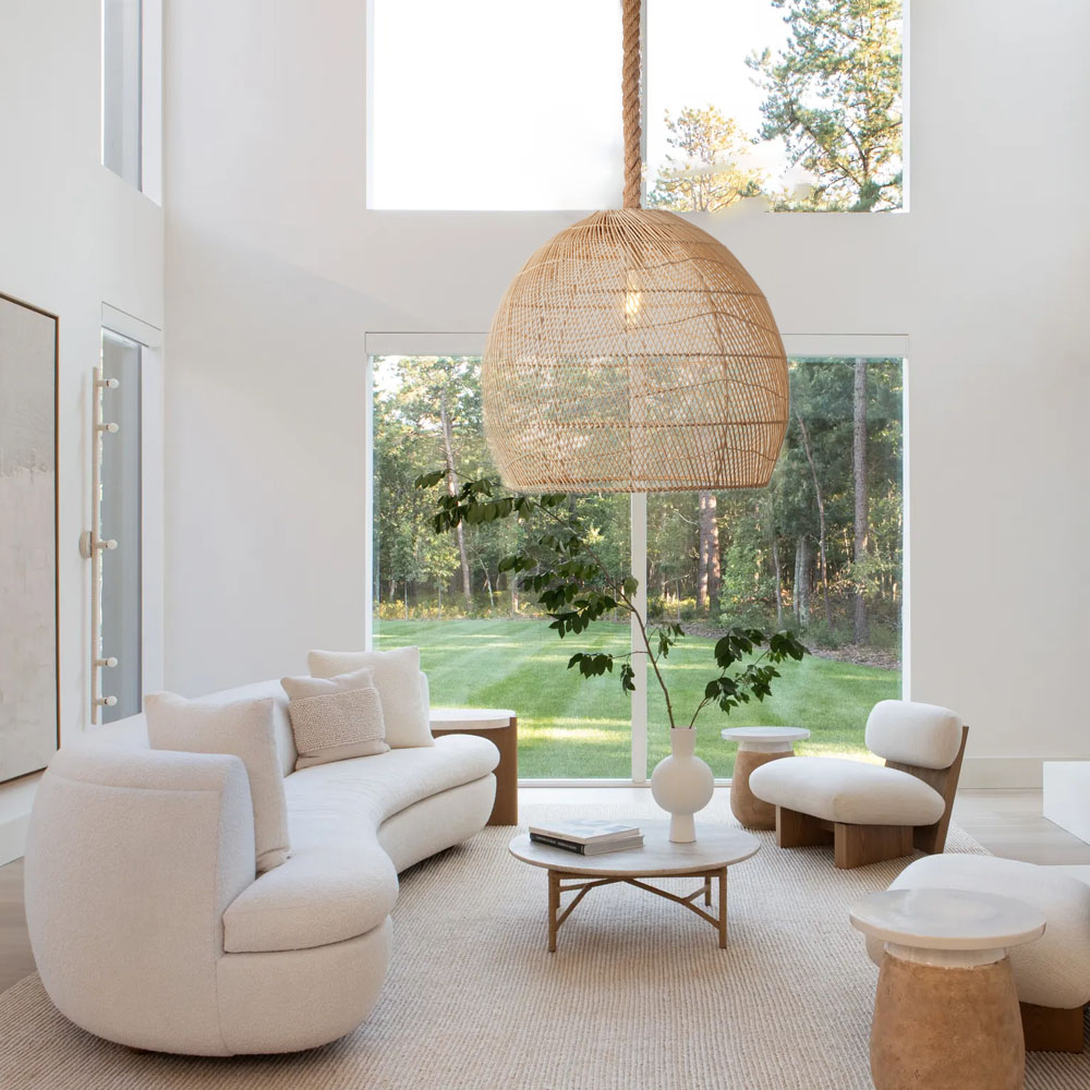 Rattan Pendant Light | Boho Woven Hanging Lamp for Dining Room & Kitchen