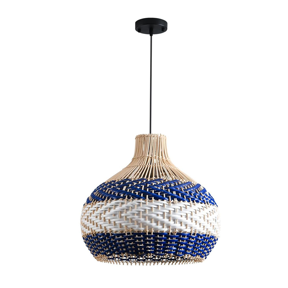 Modern Boho Woven Rattan Pendant Lighting Coastal Japandi Dining Room Kitchen Basket Light Fixture