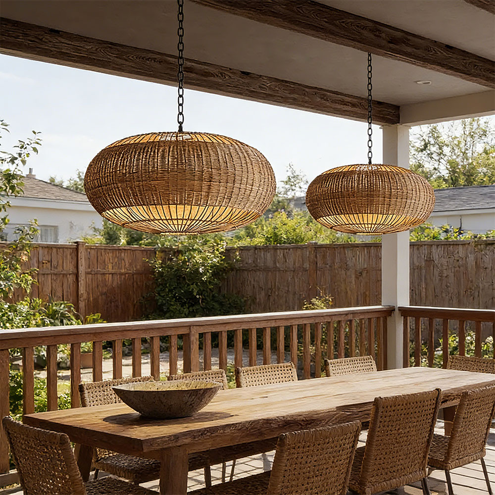 Farmhouse Kitchen Pendant Light Fixtures Wabi-sabi Style Woven Chandelier