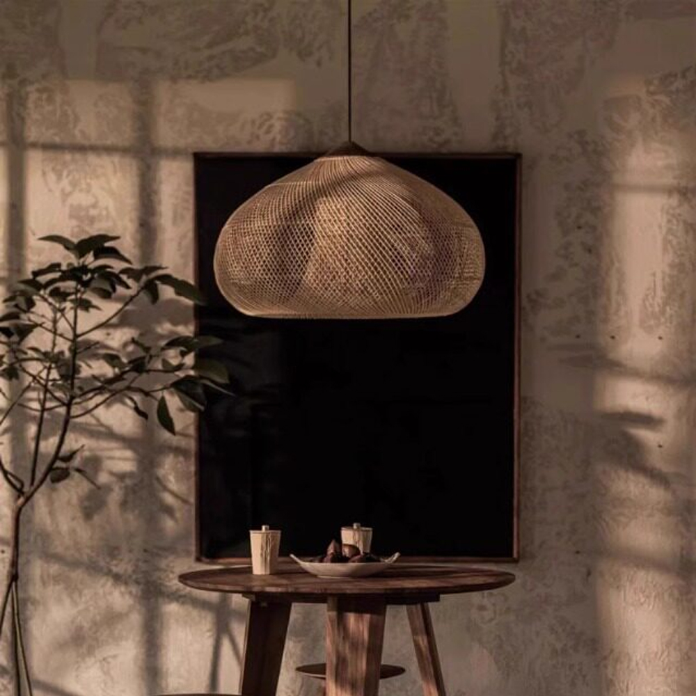 Rattan Pendant Light Wabi Sabi Style Retro Dining Room Chandelier