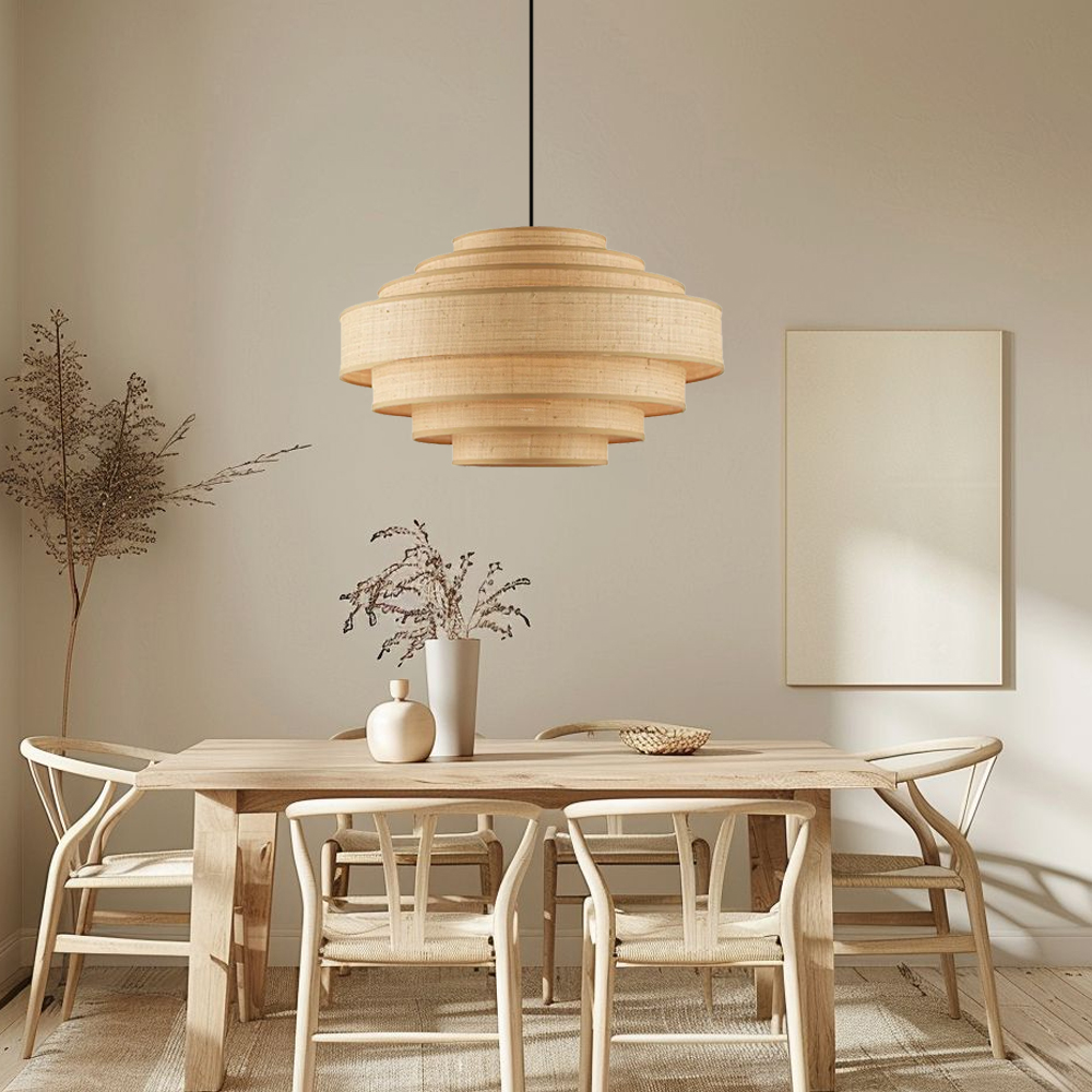 Wabi-sabi Retro Designer Pendant Lamp B&B Lobby Reception living Room Fabric Chandelier