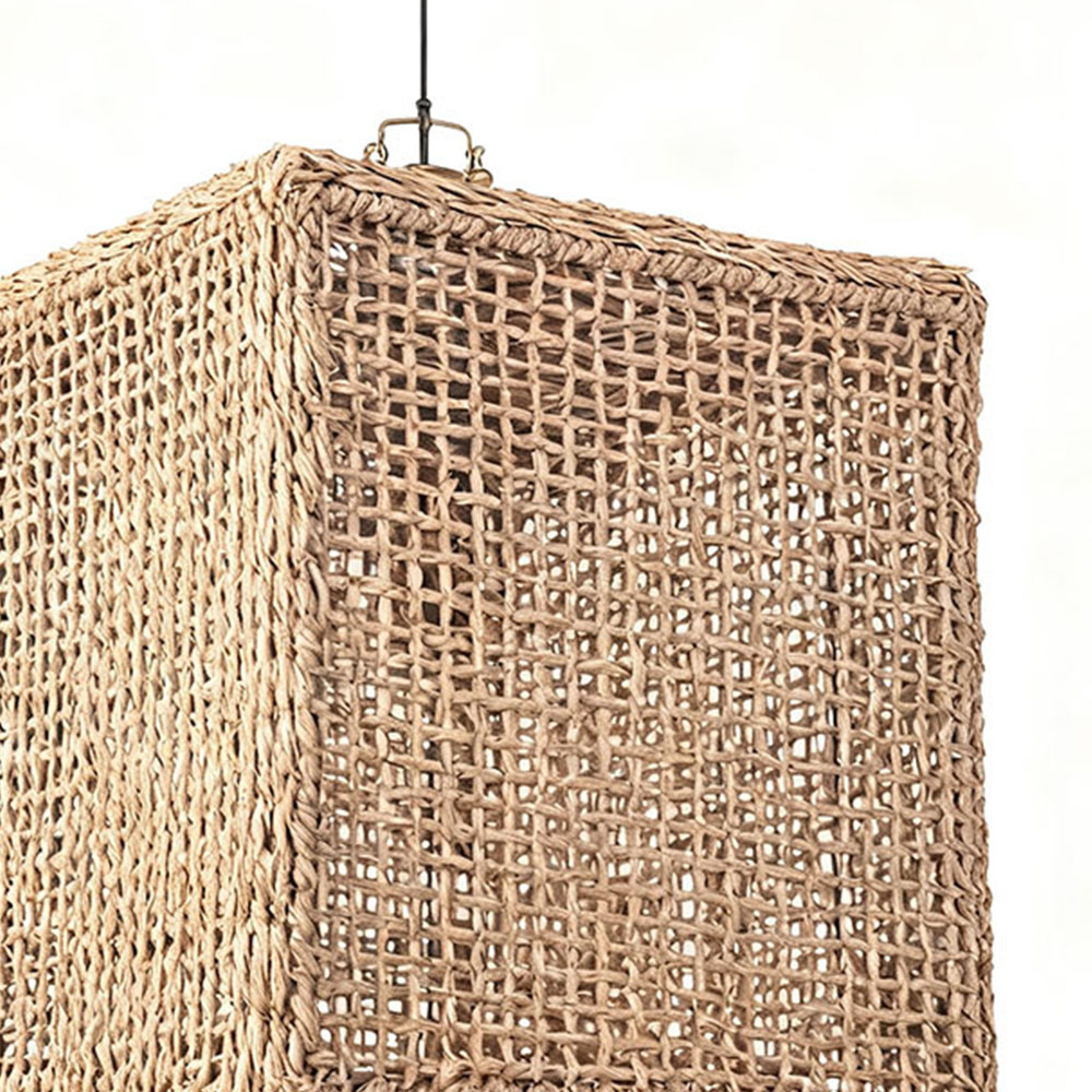 Hand-woven Cube Rattan Hanging Lamp