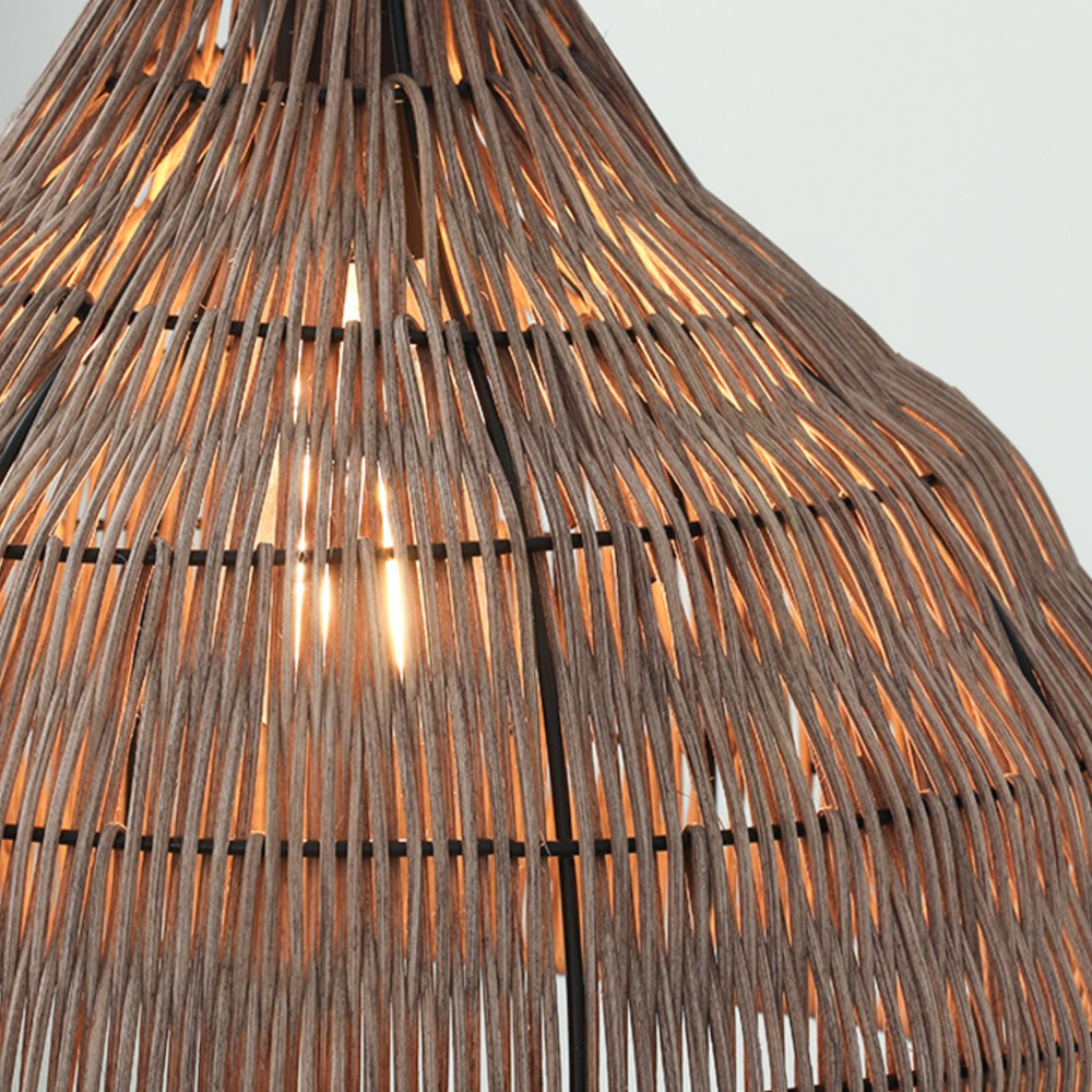 Wabi-sabi Style Stair Chandelier Duplex Loft Villa Rattan Pendant Lamp