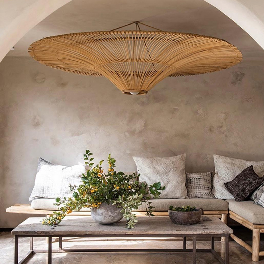 Wabi-sabi Rattan Weaving Oversized Chandelier Southeast Asian Living Room Bedroom Ceiling Lamp