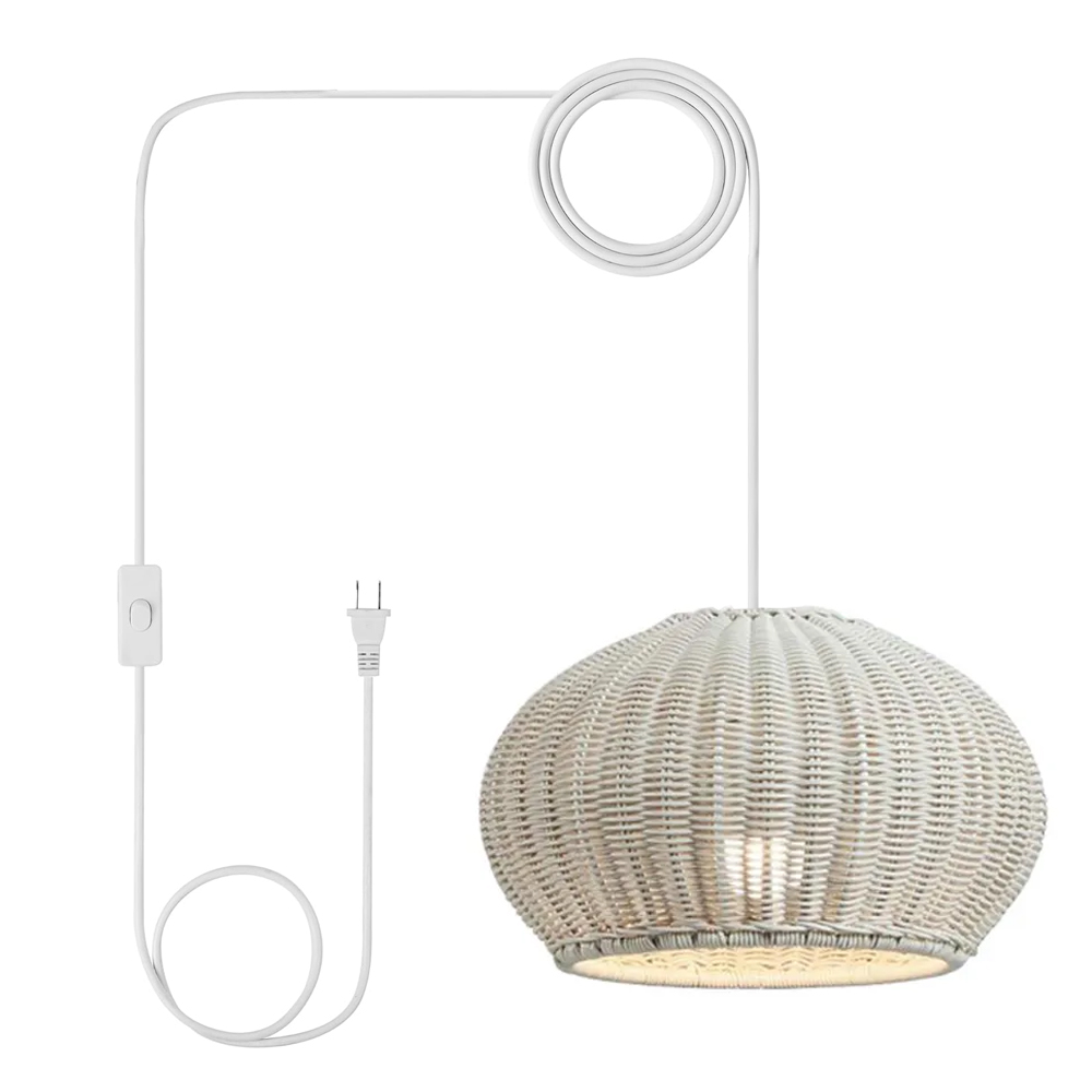 Rustic Rattan Pendant Lighting Waterproof Outdoor Garden Lantern for Gazebo and Terrace