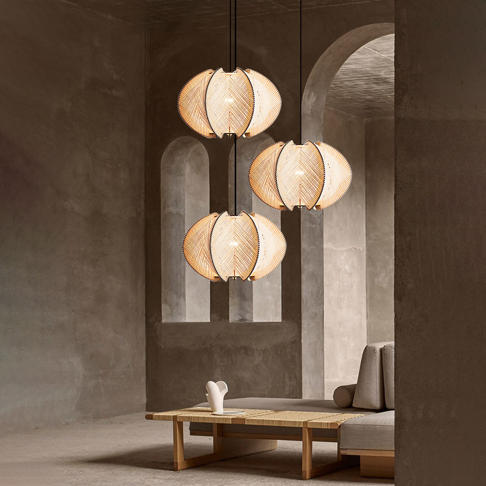 Japanese Retro Dining Table Wooden Chandelier Irregular Living Room Lamp