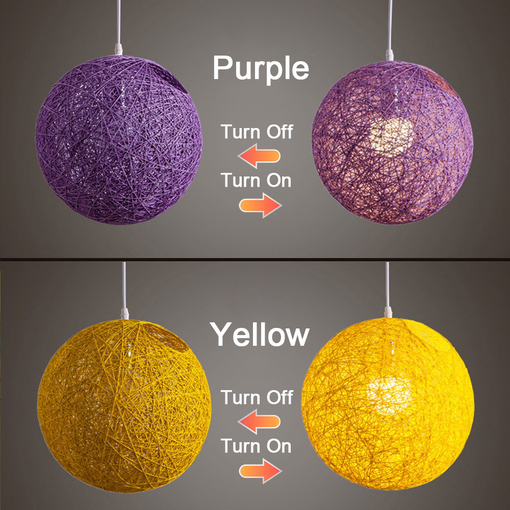 Modern Minimalist Restaurant Decor Rattan Pendant Light Hemp Rope Sphere Lighting