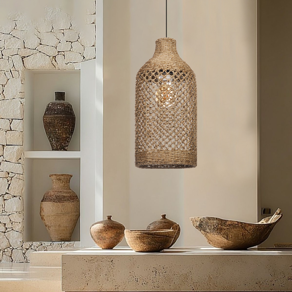 Handmade Rattan Seagrass Chandelier Light for Dining Room