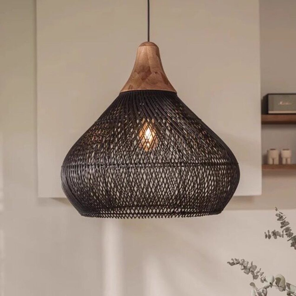 Rattan Pendant Light Wabi Sabi Style Retro Dining Room Chandelier
