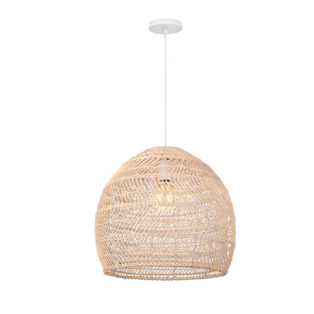 Natural Rattan Dome Pendant Light  Wicker Hanging Lamp for Cozy Living Room Dining Room