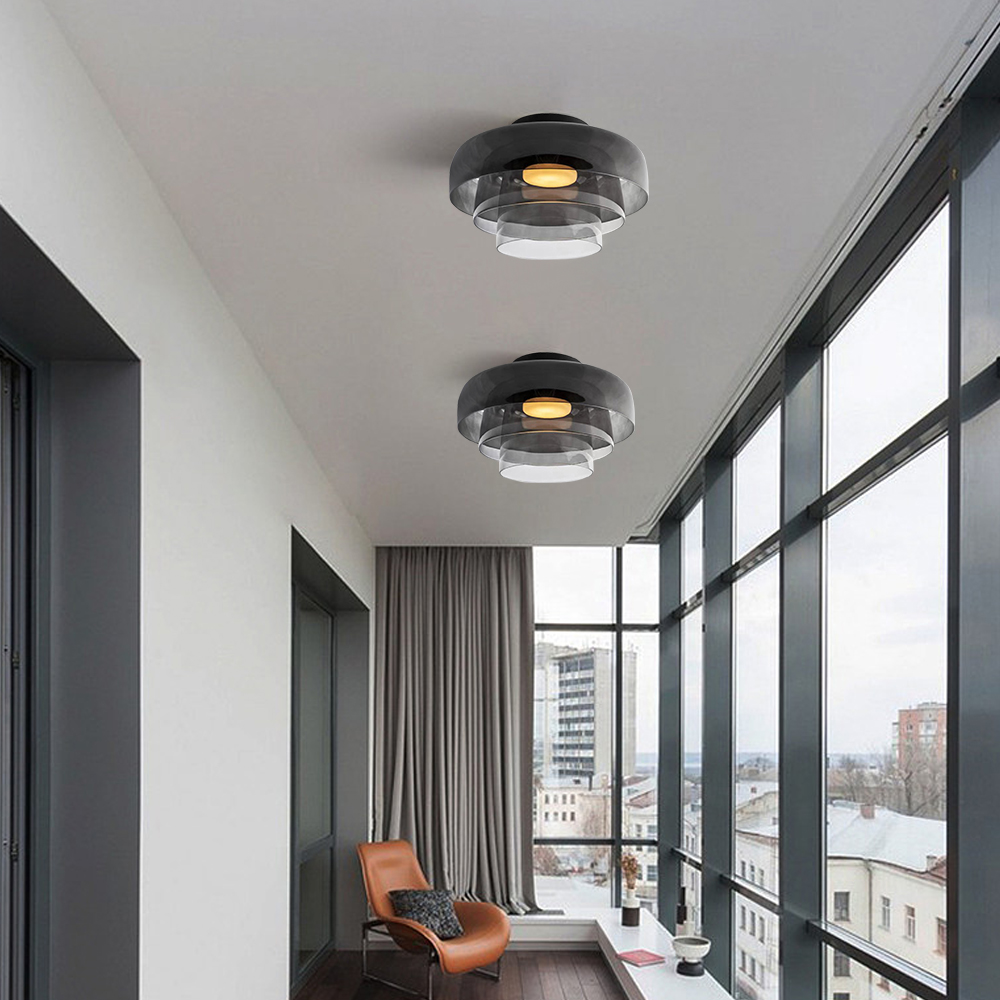 Nordic Designer Corridor Ceiling Light Retro Bedroom Glass Hanging Lamp