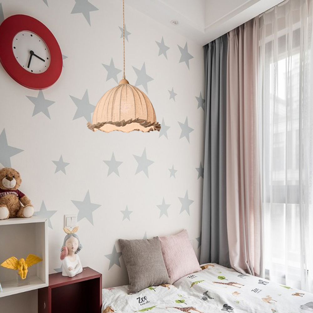 Minimalist Cotton Linen Fabric Chandelier Japanese-style Retro Pendant Light