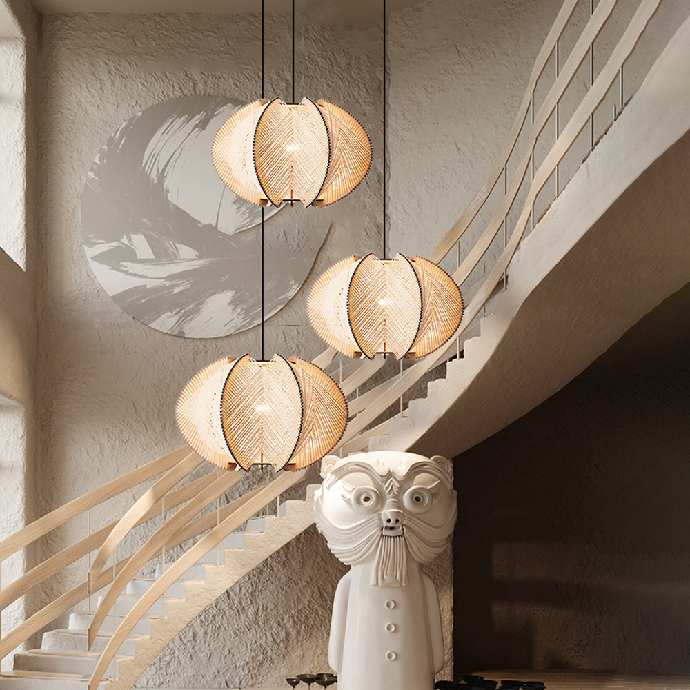 Japanese Retro Dining Table Wooden Chandelier Irregular Living Room Lamp