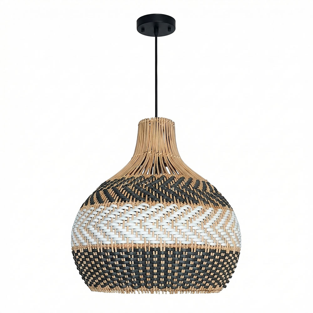 Modern Boho Woven Rattan Pendant Lighting Coastal Japandi Dining Room Kitchen Basket Light Fixture