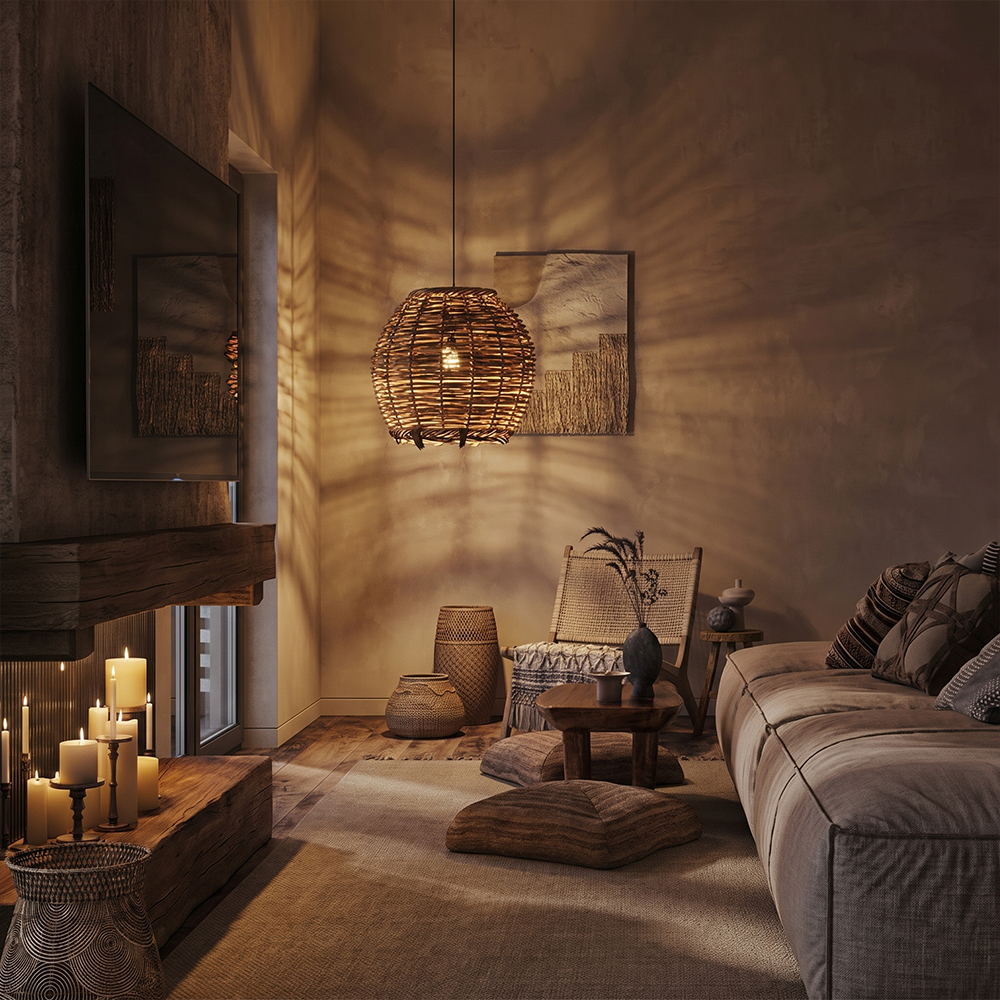 Wabi-Sabi Basket Chandelier Japanese Rattan Pendant Light