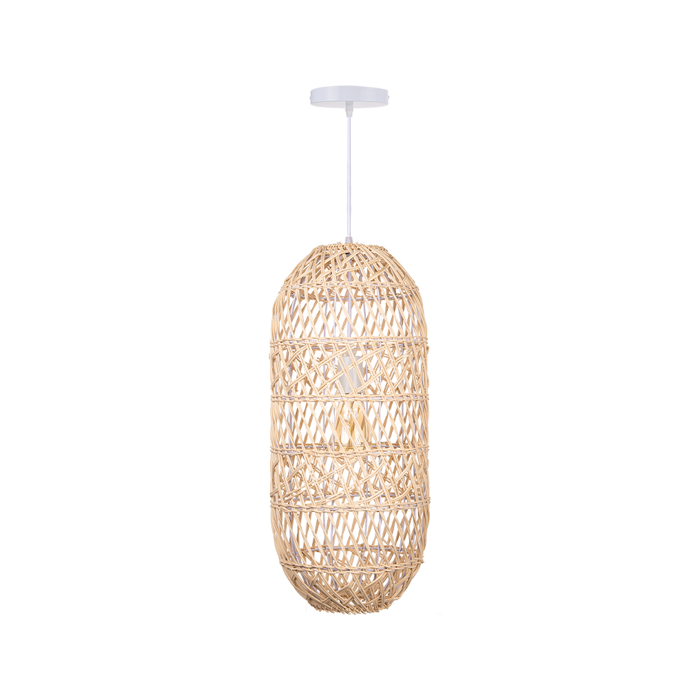 Boho Style Black Rattan Chandelier Natural Wicker Handmade Lampshade