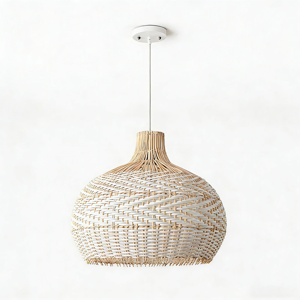 Modern Boho Woven Rattan Pendant Lighting Coastal Japandi Dining Room Kitchen Basket Light Fixture