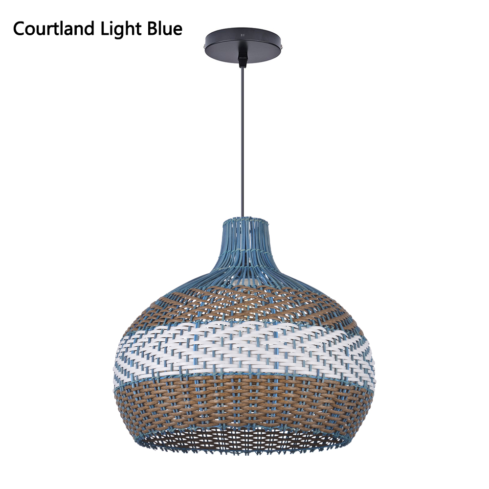 Courtland Blue Rattan Pendant Light for Kitchen Dining Room