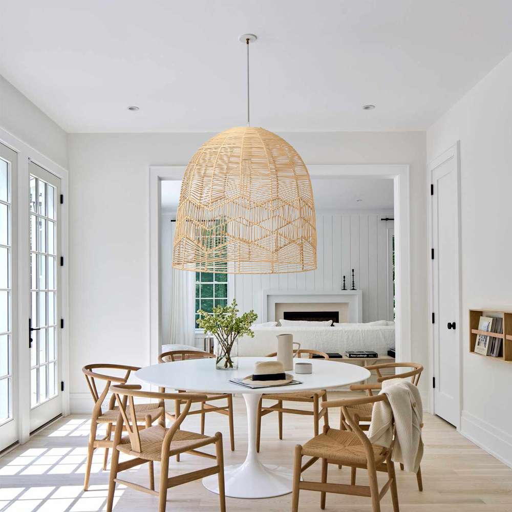 Handmade Rattan Pendant Lamp Shade Boho Light Fixture