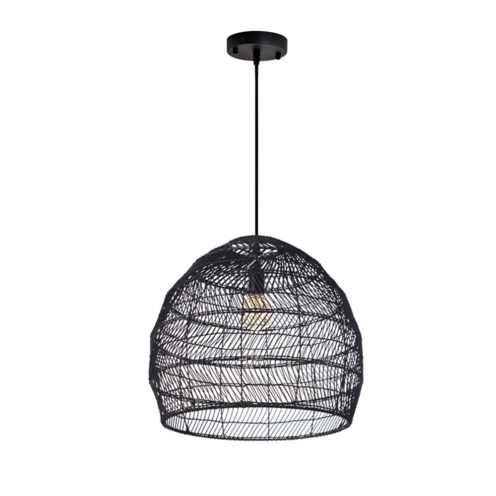Natural Rattan Dome Pendant Light  Wicker Hanging Lamp for Cozy Living Room Dining Room