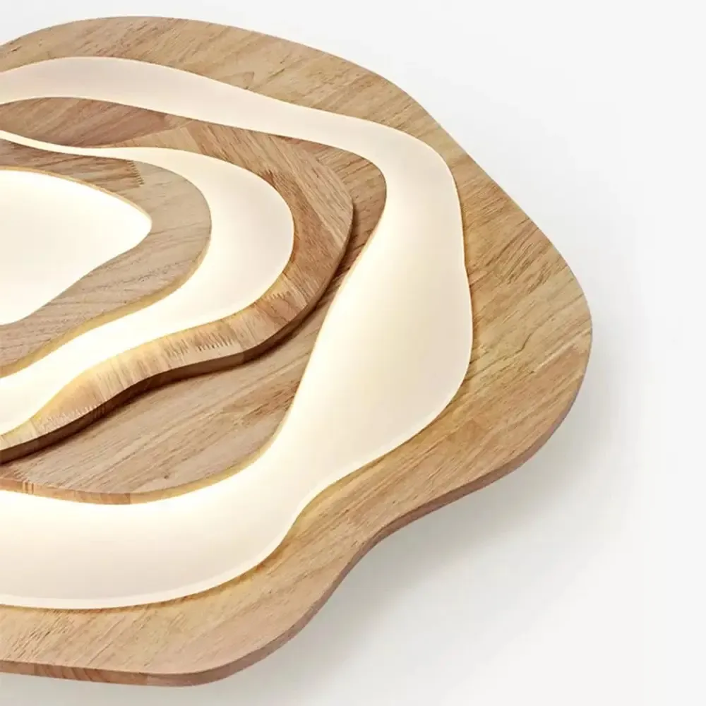 Modern Cloud Shape Ceiling Lamp | Mid-Century Modern Walnut Finish Flush Mount