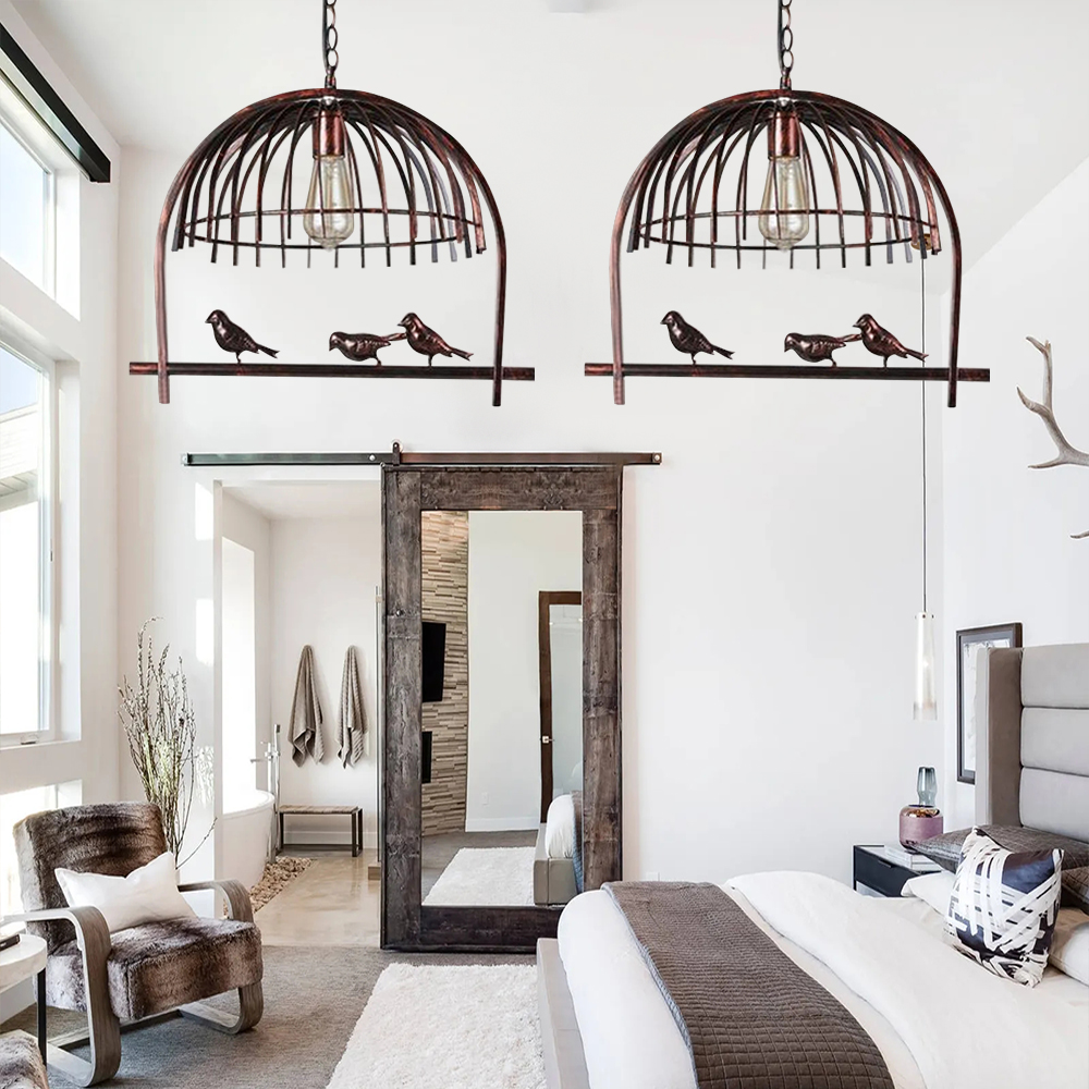 Industrial Style Metal birdcage chandelier Nordic Birds Pendant Light