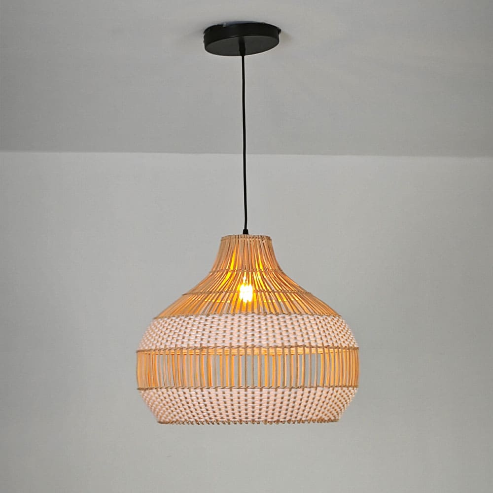 Modern Wicker Pendant Light  Woven Boho Earthy Hanging Ceiling Fixture