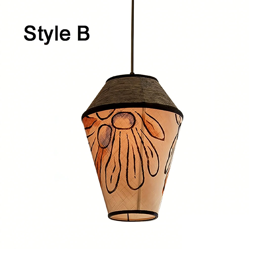 Artisan Hand-Painted Fabric Pendant Light Cluster Modern Decorative Hanging Lamp for Dining & Living Rooms