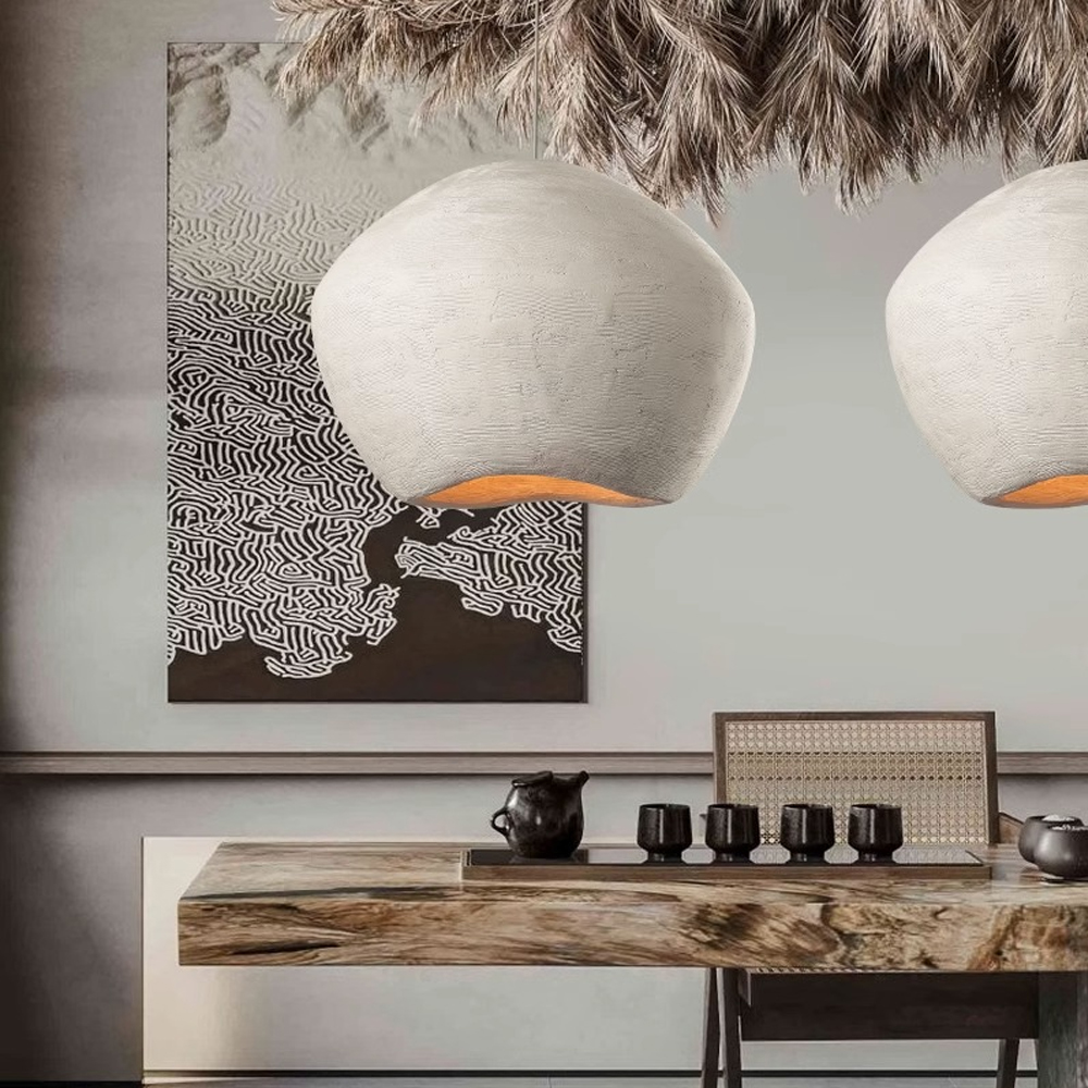 Japanese Minimalist Resin Chandelier Wabi-sabi B&B Dining Room Pendant Light