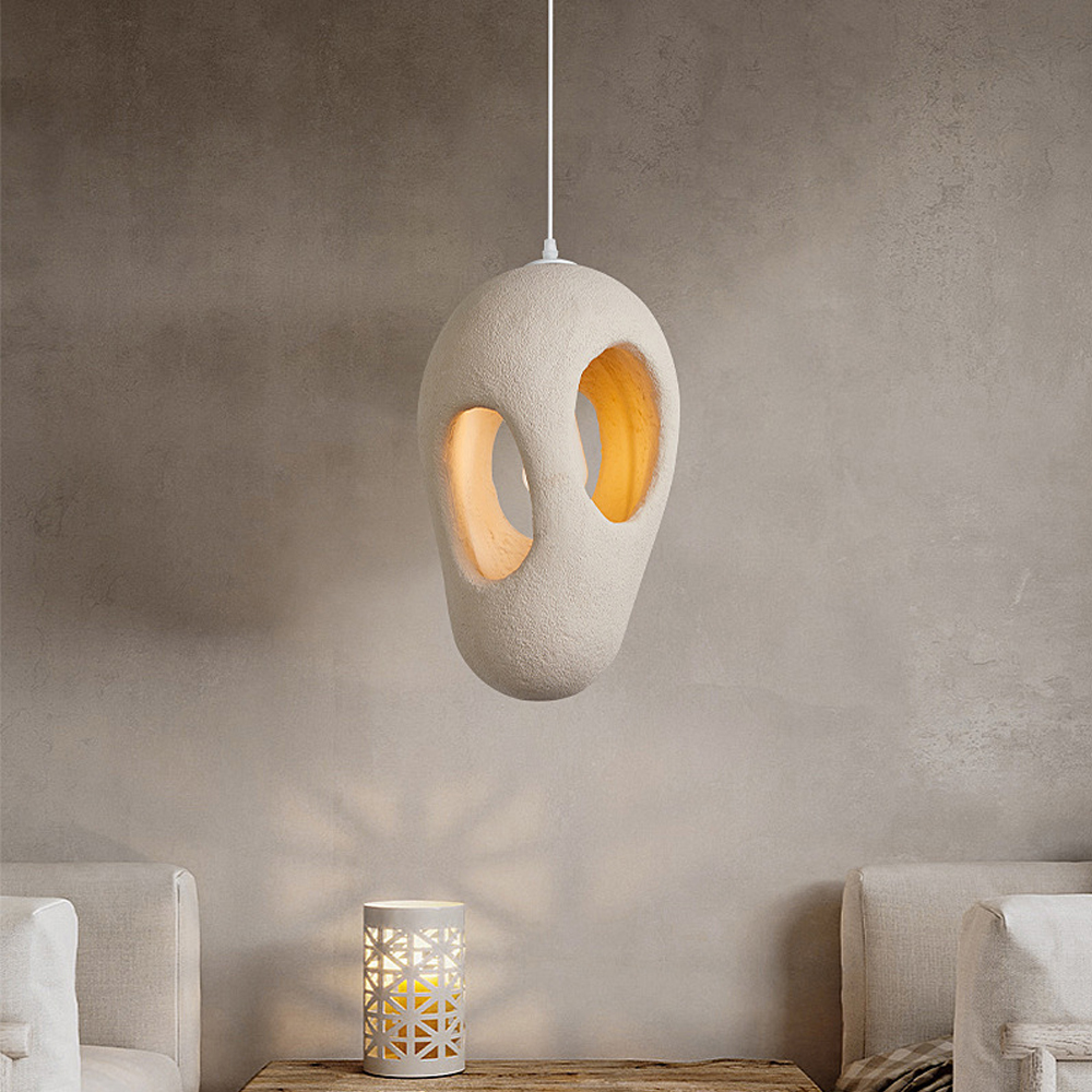 Japanese Retro Handmade Hanging Lamp High Density Polystyrene Wabi Sabi Pendant Light